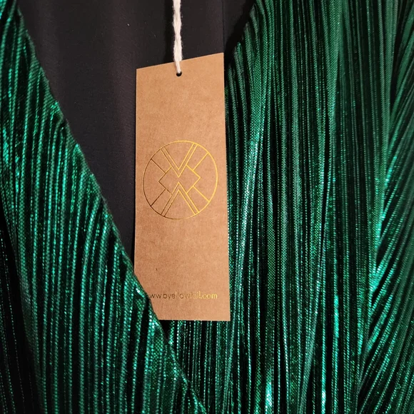 B. Yellowtail Green Plisse Dress - Picture 3 of 5